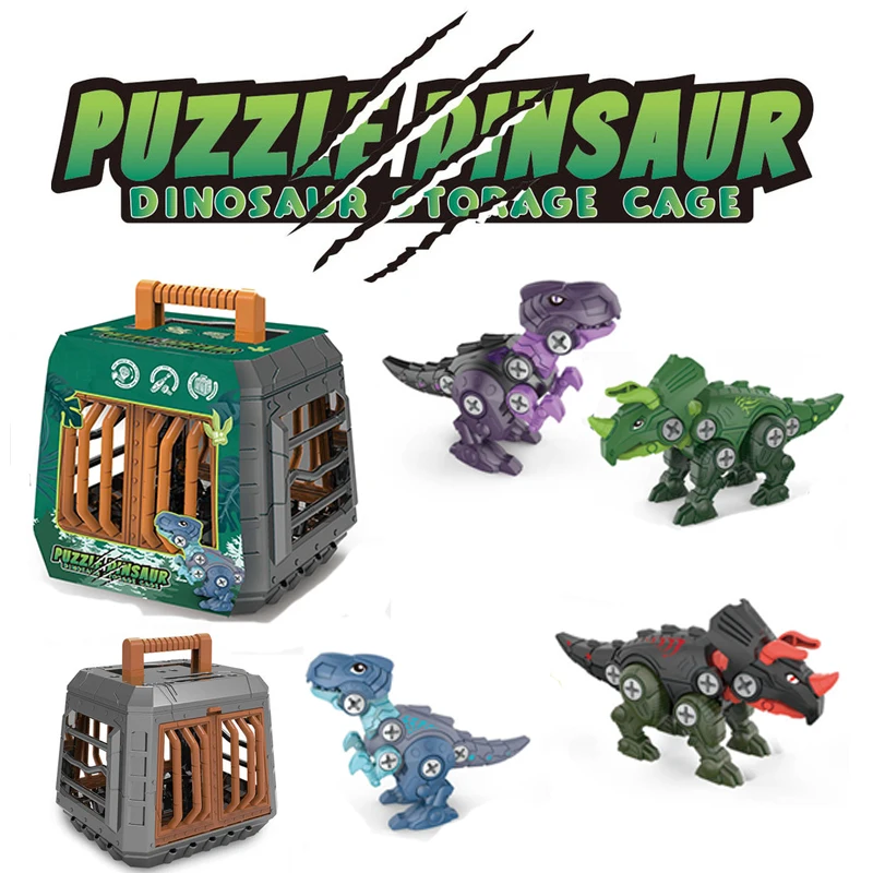 2021 New Dinosaur Toy Game Detachable Cage Dinosaur Set Plastic Puzzle