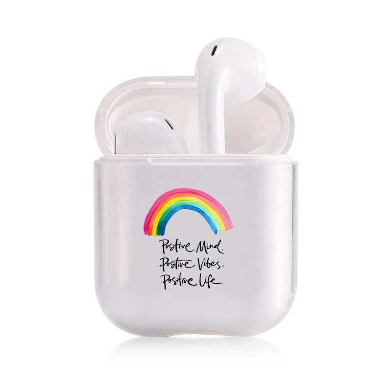 Беспроводной чехол Airpods с надписью Love Heart Rainbow Red Letter, защитный прозрачный чехол для наушников, классный портативный милый чехол для наушников