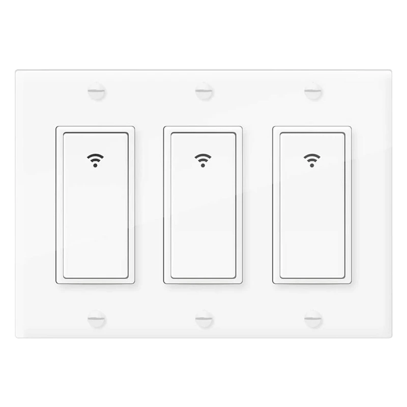 

3 Gang WiFi Smart Light Switch for Alexa Google Home Wireless Switch with Remote Control and Timer US Plug