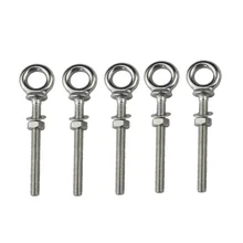 

5PCS 316 Stainless Steel Machinery Lifting Eye Bolt With Shoulder Nut M6 M8 M10 Heavy Rigging Hardware Long Shank Eye Bolts