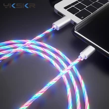 Яркий светящийся кабель мобильного телефона кабель для зарядки светодиодный Micro usb type C lighting Charge для iPhone 8 samsung световой зарядный провод