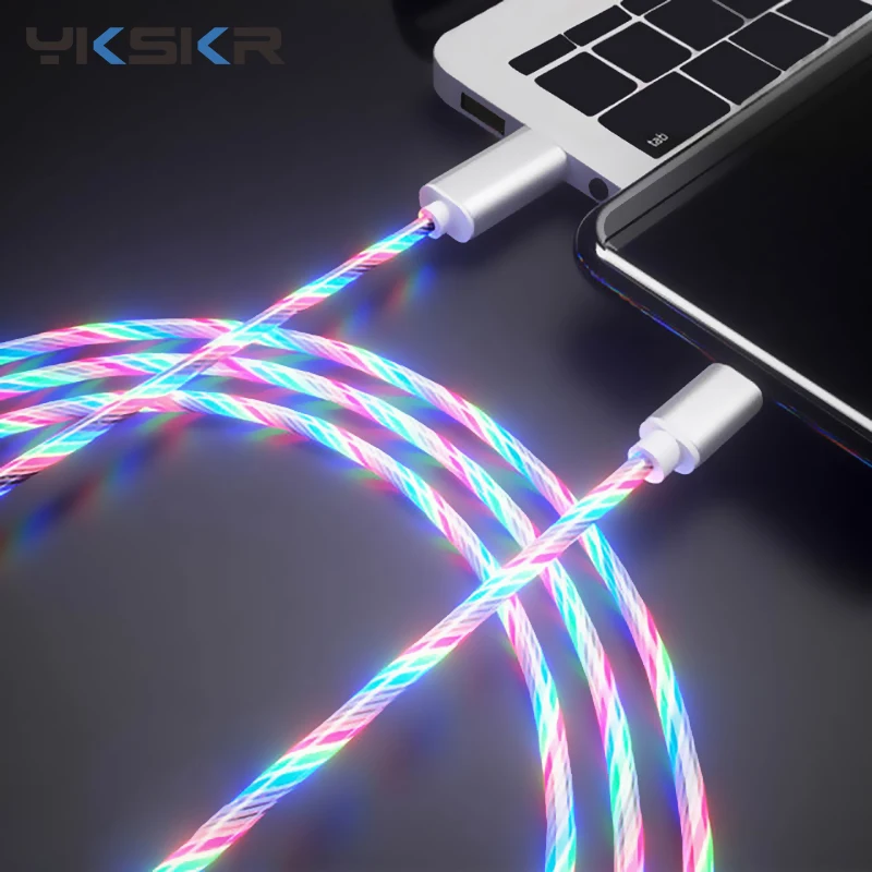 

Bright Glowing Cable Mobile Phone Charging Cable LED Micro USB Type C lighting Charge For iPhone 8 Samsung Luminous Charger Wire