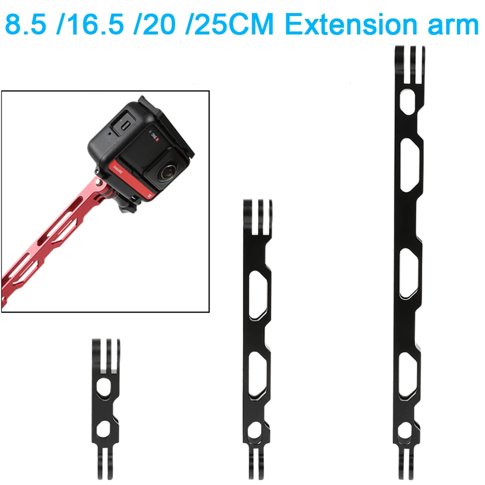 Aluminum Alloy Extension Arm Metal Pole Mount Helmet Stick for Gopro 10/9/MAX/8/7/6/5 Insta360 One R Insta 360 X/X2 Accessories |