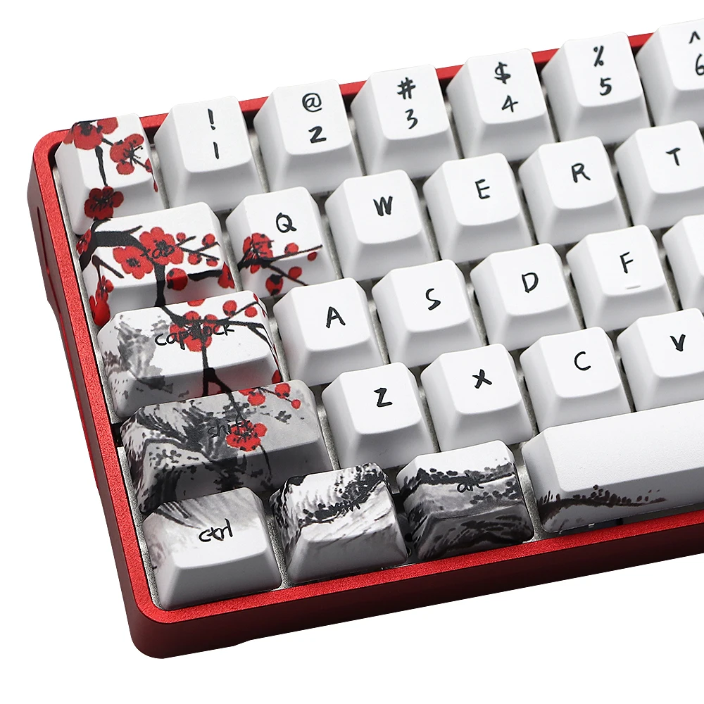 Flor de Ameixa Keycap para Gh60 Novidade Allover Tintura Subbed Chave Oem Perfil Rk61 Alt61 Anne Pro2 Gk61 Gk64 Dz60 Keycaps 71 - Imagem 4