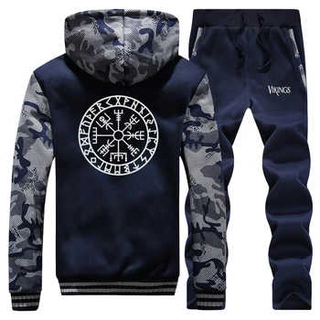 

Winter Men's Set VIKINGS Warm Coat Pant Thick Warm Tracksuit Hooded Suits Male Sweatsuit For Man Tracksuit Clothing