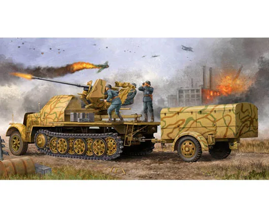 Trumpeter 01526 1/35 немецкий 3,7 см Flak 37 auf Selbstfahrlafette(Sd. Kfz.7/2 поздняя версия)-масштабная модель комплект