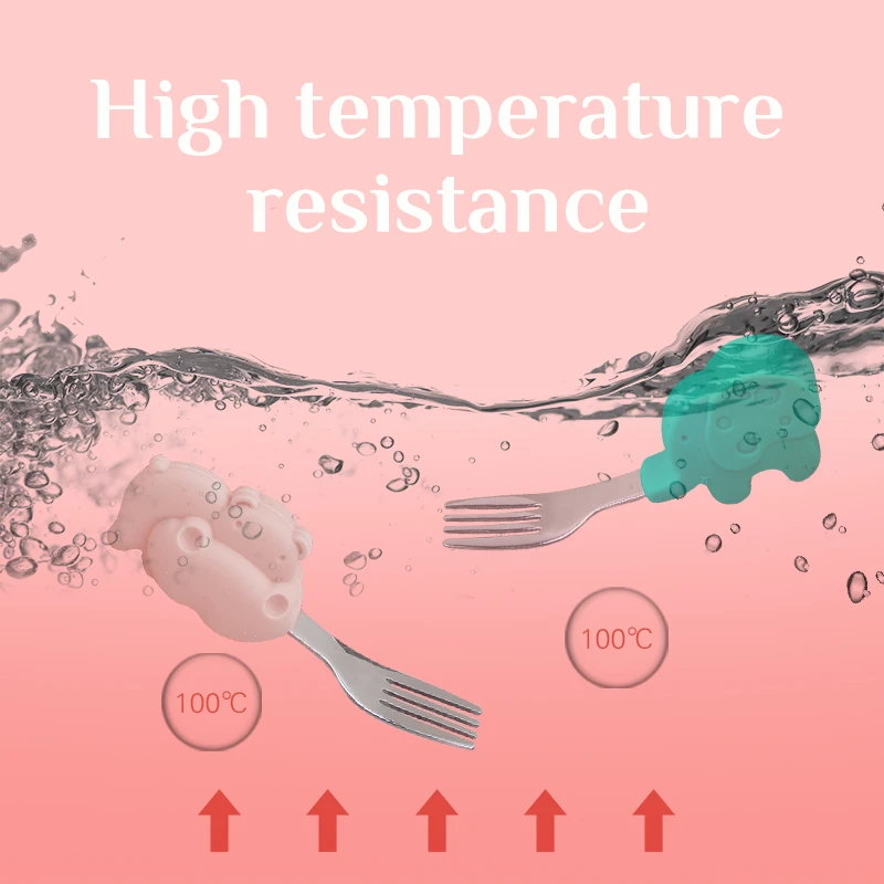 Baby Spoon Fork Gadgets Tableware Set Stainless Steel Toddler Children Utensil Dinnerware Cutlery Cartoon Infant Food Feeding