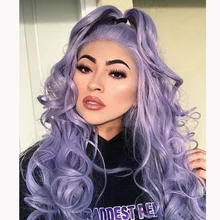 Модные фиолетовые светлые длинные волнистые синтетические передние кружевные парики для женщин 26in свободные части натуральные парики из волос для вечерние
