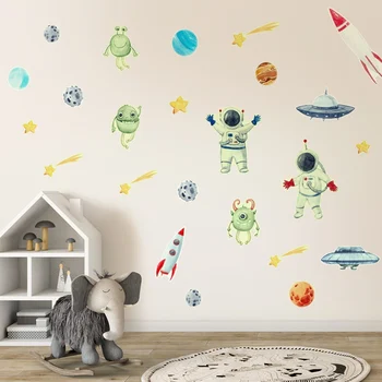 

Universe Astronaut Glow Decorative Wall Stickers Cartoon Luminous Wall Stickers For Home Decor Glow In The Dark For Kids Bedroom