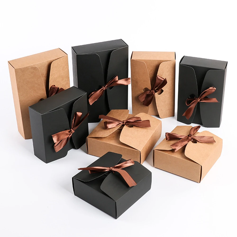 

30pcs/Lot Kraft Boxes With Ribbon Wedding Decoration Party Supplies Paper Bag,Baby Shower Favor Boxes,Party Gift Boxes
