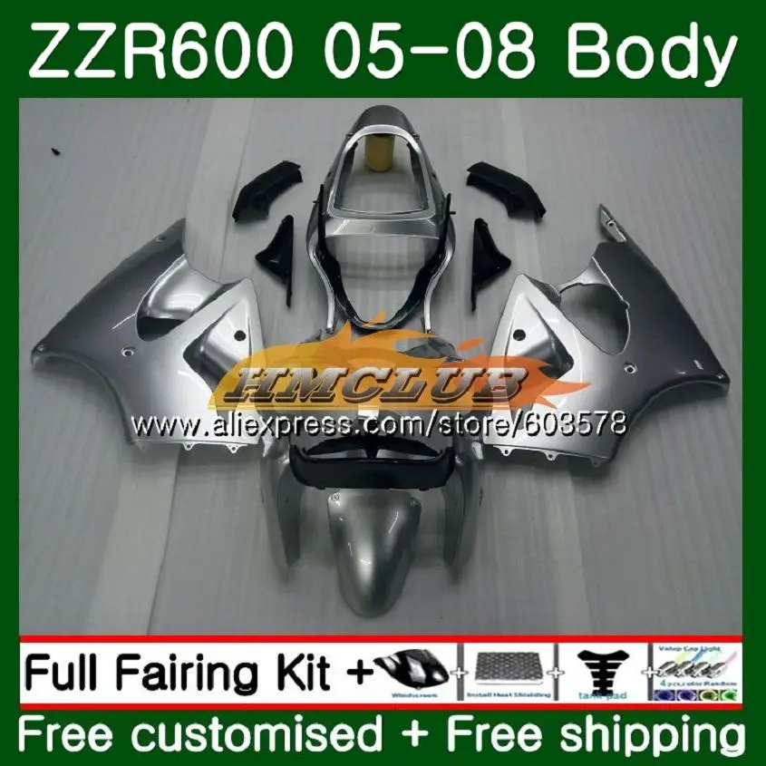 No. 1 Корпус для KAWASAKI ZX600 600CC ZZR600 05 06 07 08 107CL. 167 ZX600CC ZZR-600 ZZR 600 2005 2006 2007 2008 обтекатель OEM глянцевый черный - Цвет: No. 1