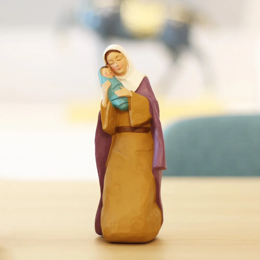 Jesus Mother Mary Statue Creative Resin Family Figurines Catholic Religious VIntage Style Angel Figures,Home Decoration Figurine