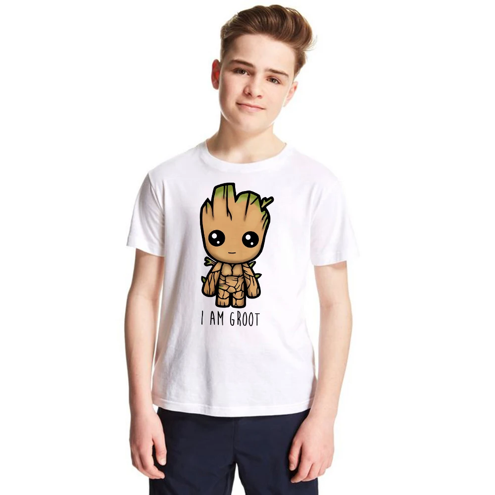 Детская футболка с рисунком из мультфильма «Холодное дерево»; летняя Забавная детская футболка с надписью «I AM GROOT»; крутые топы для мальчиков и девочек