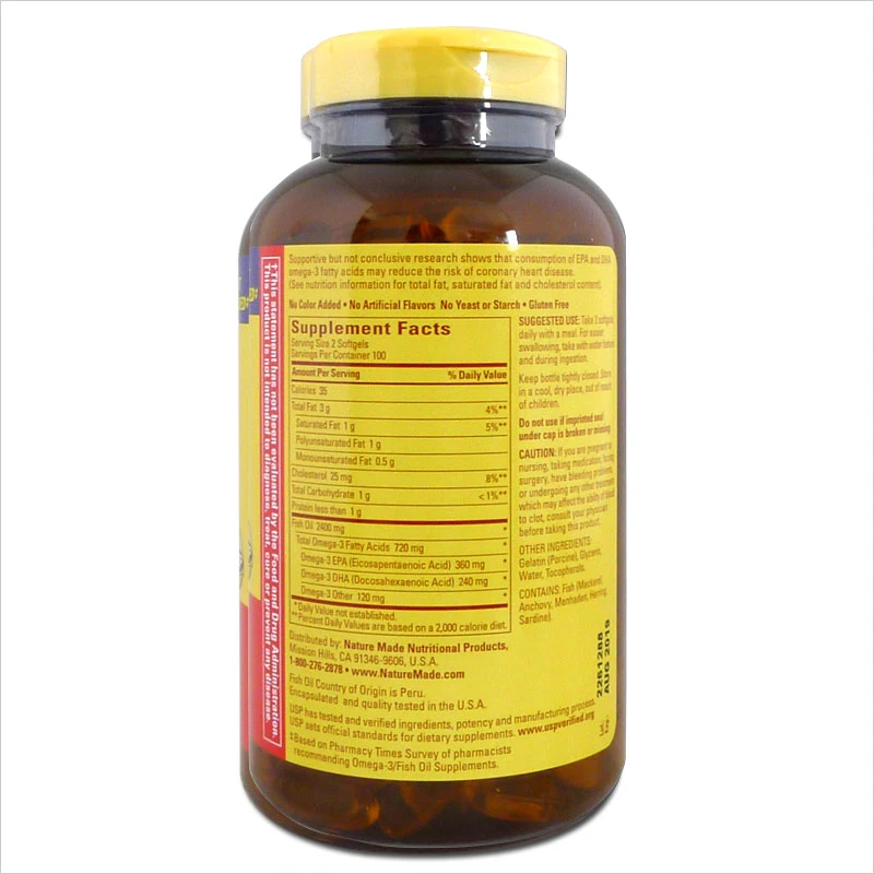 Рыбьего жира 1200 мг 360 мг omega-3 200 шт