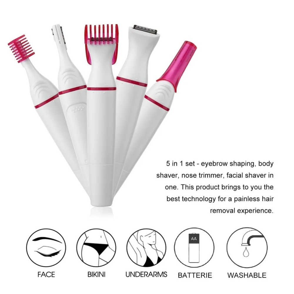 

5 in 1 Multifunction Women Hair Removal Electric Shaping Female Shaving Machine Mini Shaver Trimmer Razor for Eyebrow Underarm