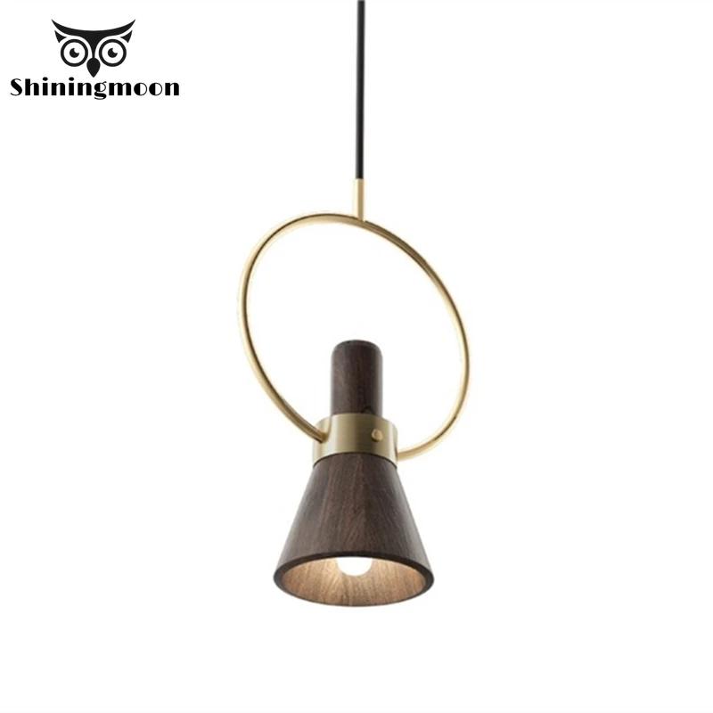 

Modern Chinese Pendant Lights Minimalism Copper and Black Wood Light Kitchen Hanging Lamps Bar Cafe Art Living Room Pendant Lamp
