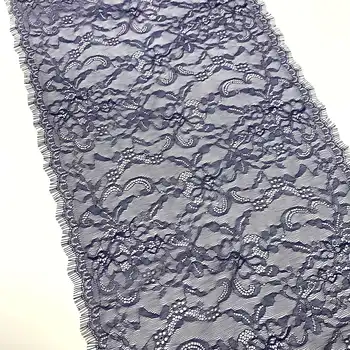 

3meters/lot Width 34.50cm Blue With Gold Eyelash Lace Trims Nonelastic For Clothing Accessory Dress Sewing Applique Costume Lace