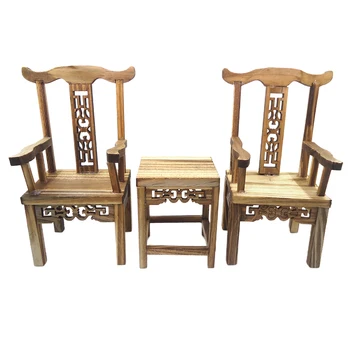 

1:12 Scale Dollhouse Furniture and Accessories, 3pcs Chinese Armchair and Table, Dolls House Furnishings Toy