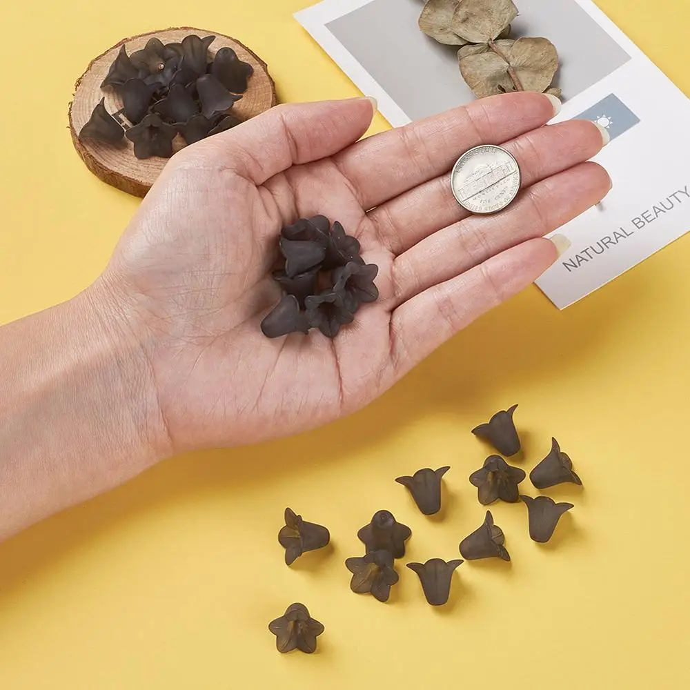 50 шт./лот прозрачные бусины в виде цветка пруссианской лилии Матовые акриловые