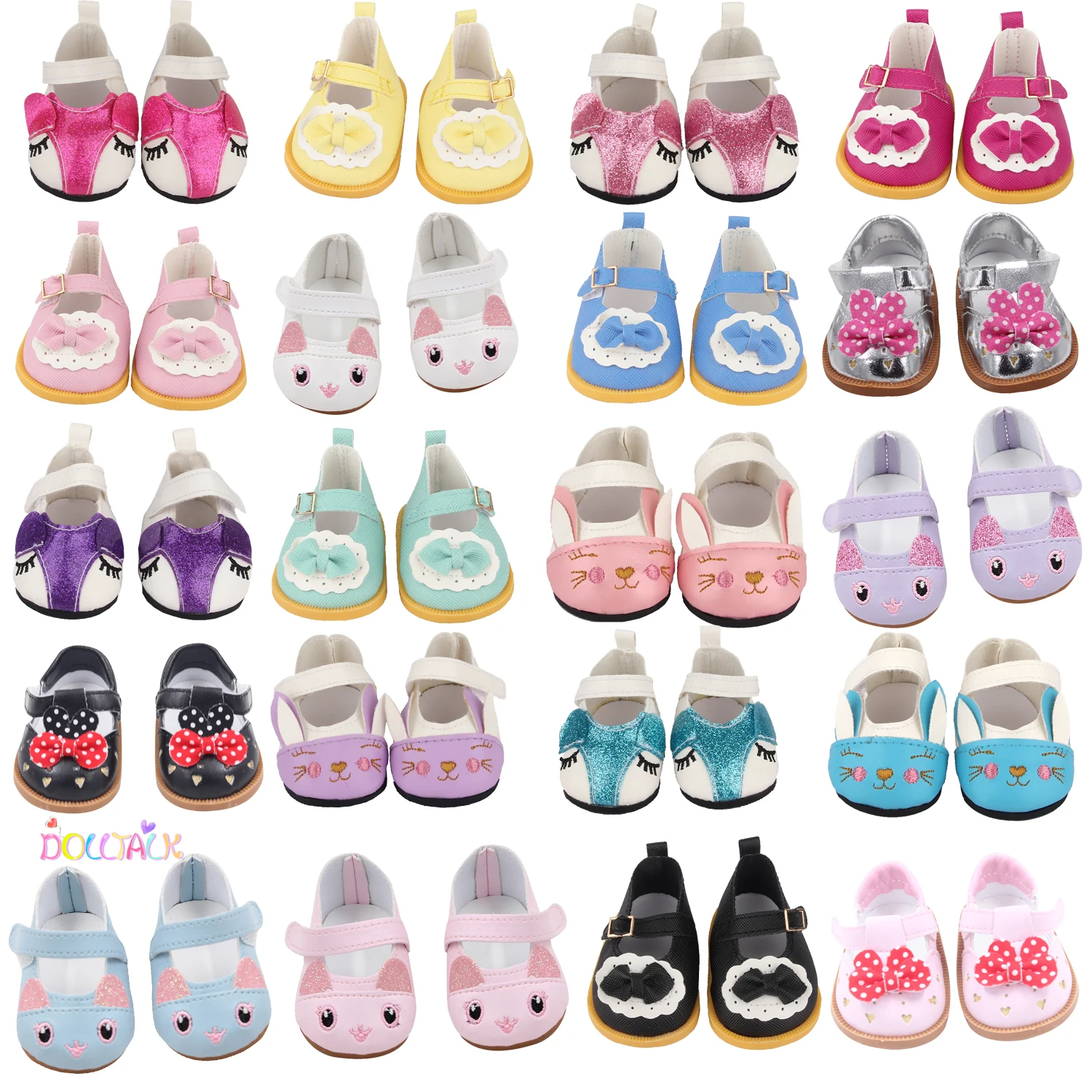 Zapatos de lazo de dibujos animados para muñeca americana, accesorios de ropa, Mini zapatos para bebé recién nacido y muñeca OG, juguete de regalo, 7cm, 18 pulgadas, 43cm