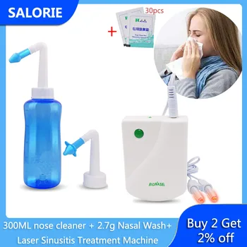 

300ML Nose Cleaner Neti Pot 2.7g Nasal Wash Salt Laser Sinusitis Treatment Machine Avoid Allergic Rhinitis Health Care Therapy