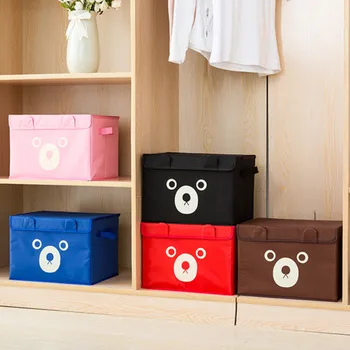 

Cartoon Oxford Cloth With Handle Lid Storage Boxes Multifunctional Toys Clothing Sundries Thick Foldable Storage Bins Organizer
