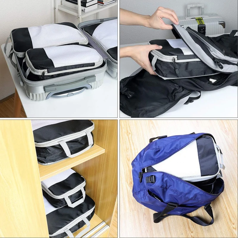 4PCS Dampproof Bag Foldable Clothes Finishing Bag For Travel Compressible Waterproof Storage Bag With Handle Luggage Organizer