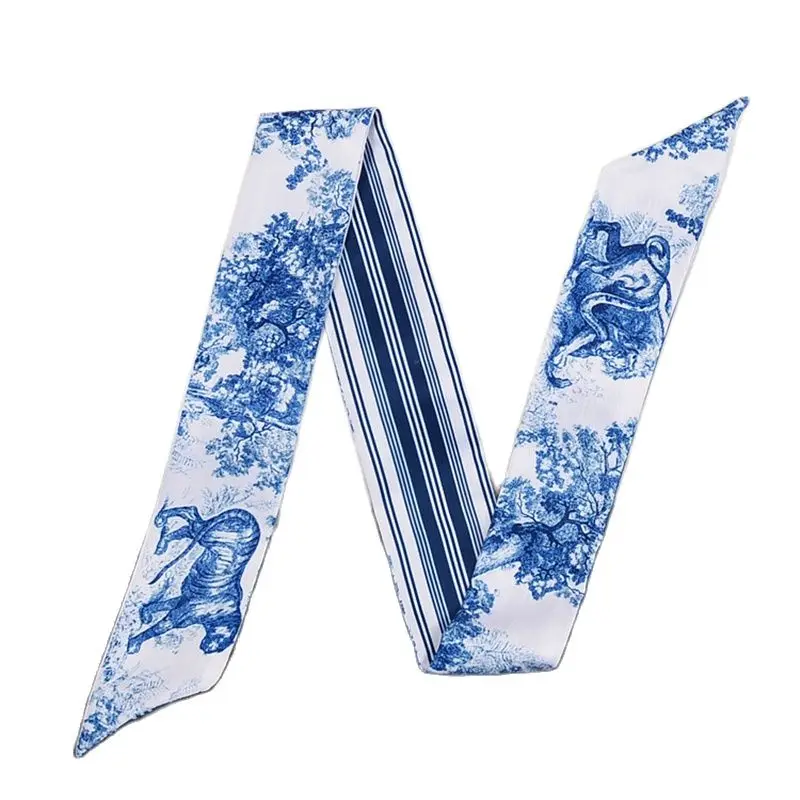 Twill Print Silk Scarf Ladies Handbag Handle Ribbon 2022 Boutique Brand New twill print silk scarf ladies handbag handle ribbon 2022 boutique brand new