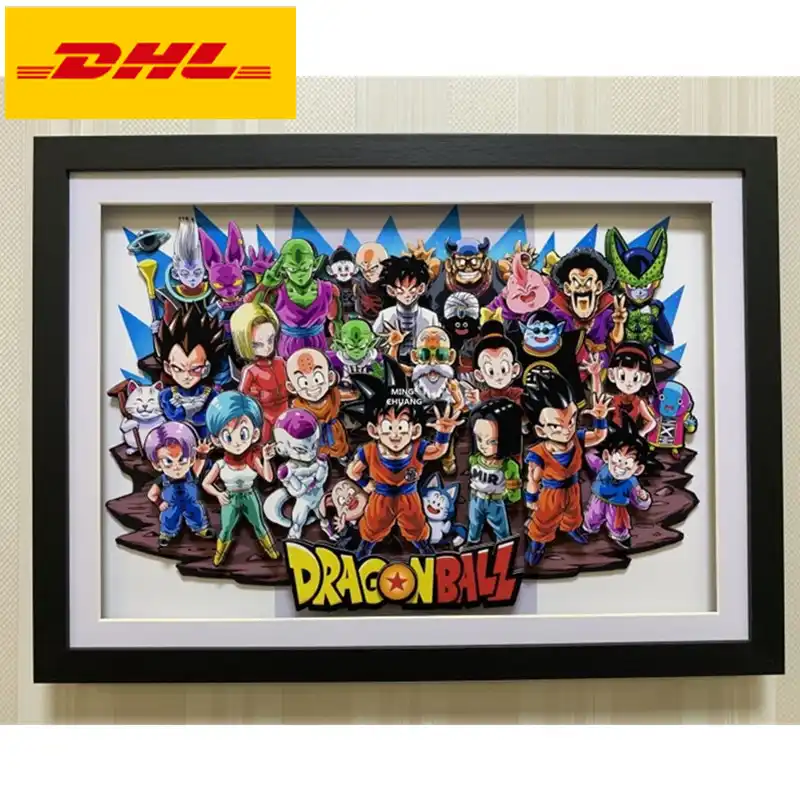 22 Anime Dragon Ball Family Portrait 3d Stereograph Tape Frame Decorative Painting Gift Paper Action Figure Toy Box 57cm V330 Aliexpress