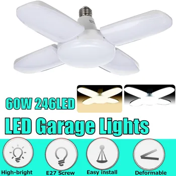 

E27 LED Bulb Foldable Fan Blade Bulb 60W 246pcs LED Lamp Super Bright White 6500K for Indoor Home Ceiling Light