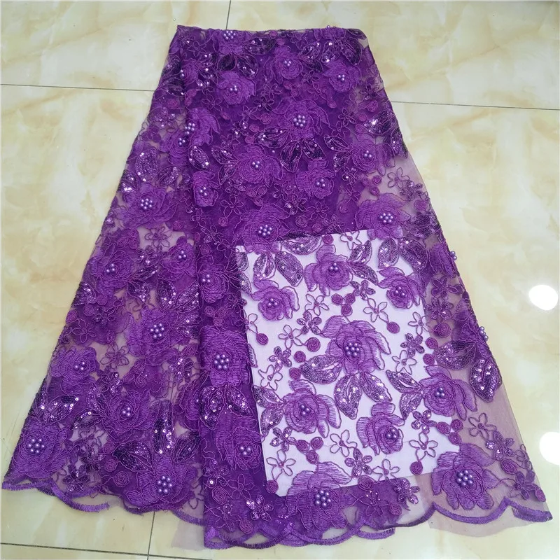 2019 последняя африканская чистая кружевная ткань высококачественные фиолетовые