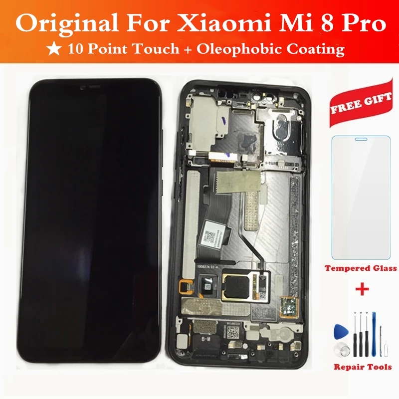 Для Xiaomi mi 8 Pro ЖК-дисплей+ рамка 10 сенсорный экран mi 8Pro mi 8 Pro AMOLED дигитайзер Замена запасных частей