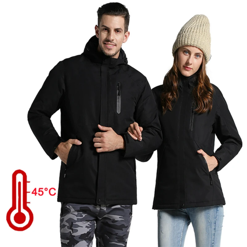 

Winter Waterproof Jacket Men Solid Down Cotton Hiking Jacket Keep Warm USB Heated Jacket Men Women Regenjacke Herren S~3XL