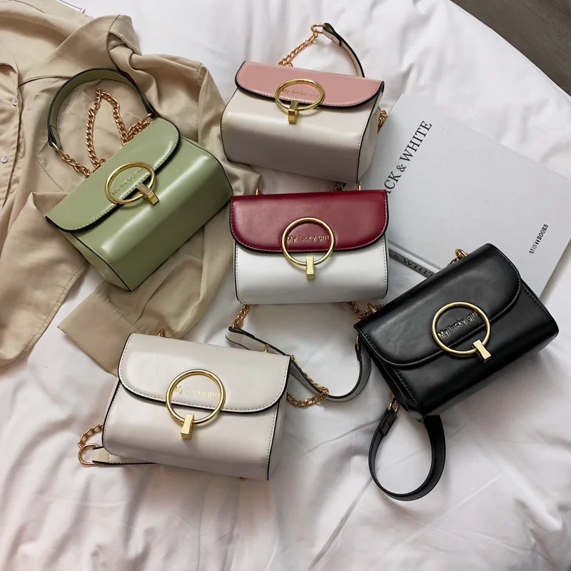 

2019 New Style WOMEN'S Bag Cool Lock Chain Square Sling Bag CHIC Shoulder Fashion Shoulder Trend Small Bag