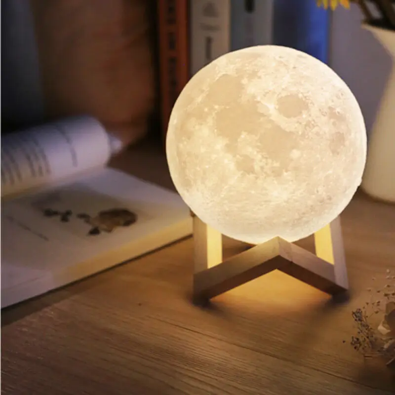 1PC 3D Print Moon Lamp Rechargeable 16/2 Color Change Touch Night Light Lunar Luna Baby Nightlight Christmas Home Decor 8-20cm
