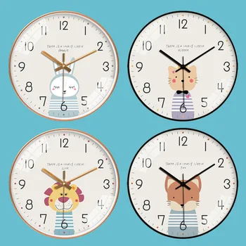 

[25cm 30cm] Cartoon Animal Wall Clock Cute Cat Rabbit Rabbit Clocks Hanging Clock for Kids Rooms Home Decoration