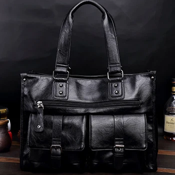 

Business Men Briefcases Shoulder Bag Men Laptop Handbags Pu Leather Male Briefcase Bags Large Capacity WBS805