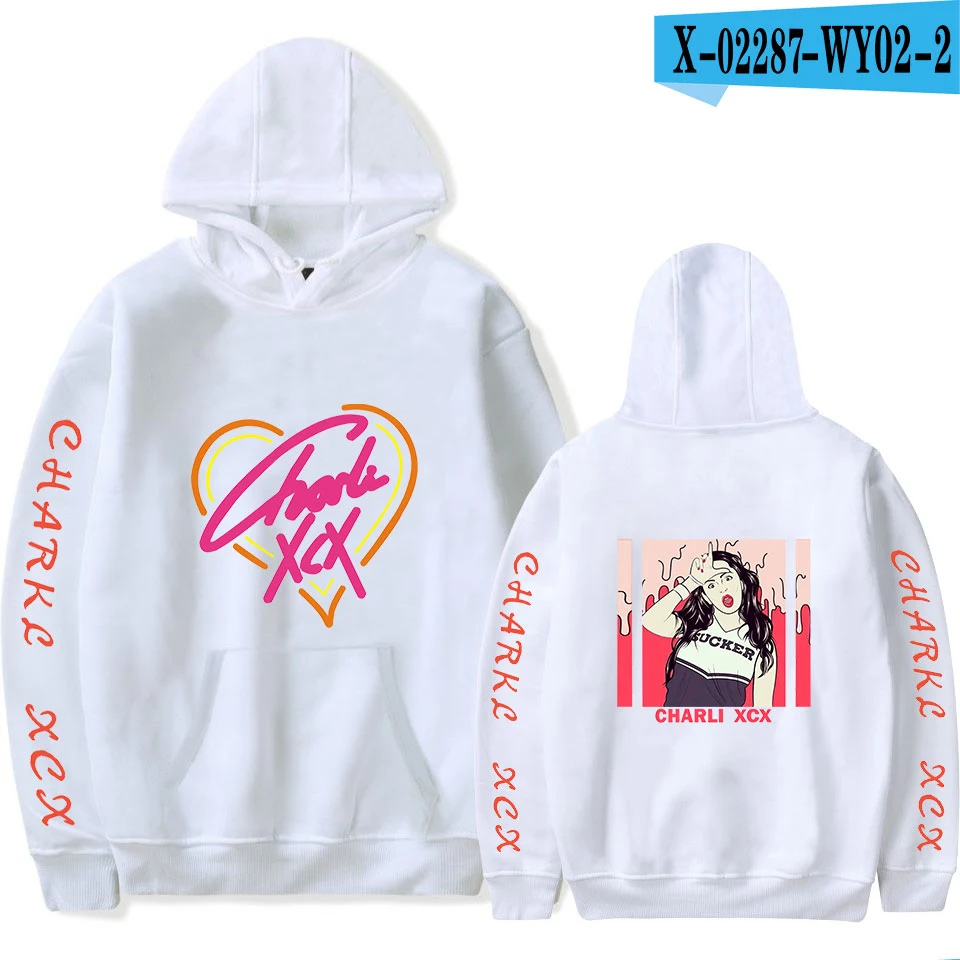 As picture Удобные толстовки с капюшоном Charli XCX толстовки для мужчин/женщин с модным принтом Charli XCX толстовки мужские осенние пуловеры повседневные черные топы - Цвет: As picture