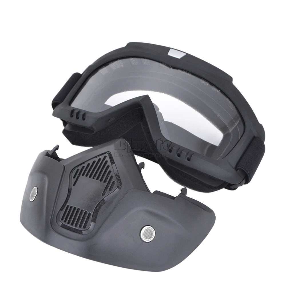 BJMOTO мотокросса лыжные очки маска мотоциклетный шлем очки съемная маска очки и рот фильтр для открытого лица шлем кафе гонщик