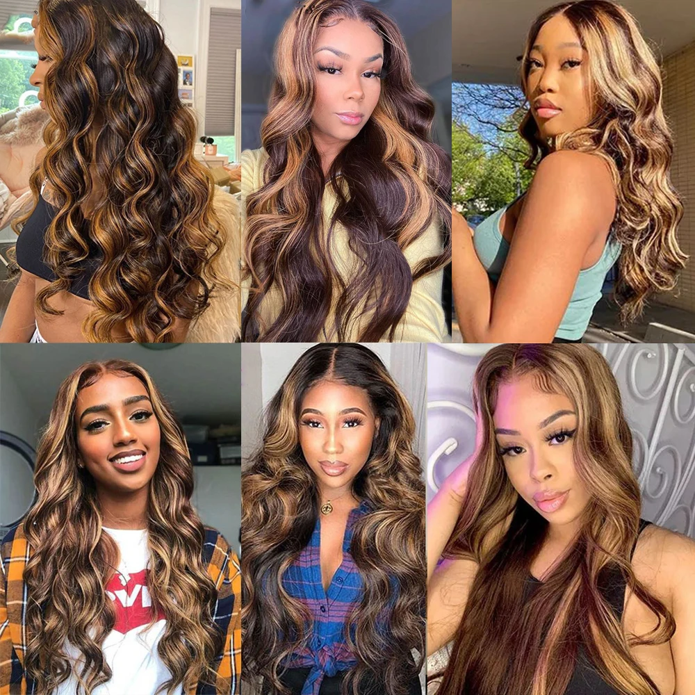 Highlight Bundles Malaysian Straight Human Hair Bundles Ombre Brown Straight Hair 3 Remy Human Extensions