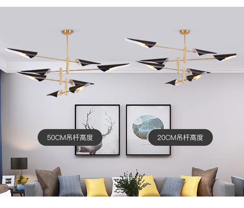 Industrial Style Iron Art Gold Creative Living Room Dining Room Villa Exhibition Hall Hotel Postmodern Aircraft Shape Chandelier