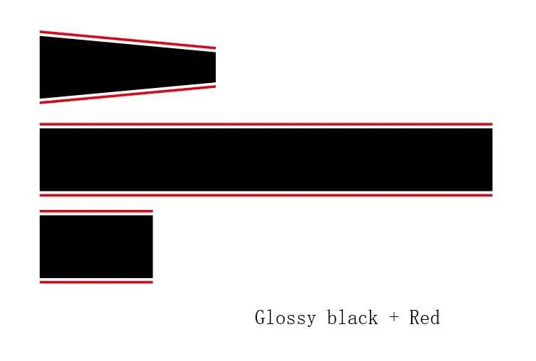 Автомобильный капот гоночные спортивные полосы Авто Крышка двигателя наклейки капот крыша хвост багажник Декор наклейки подходит на 3-5 двери для Skoda Citigo - Название цвета: Glossy black-Red