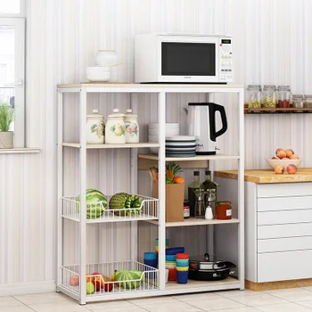 

Kitchen shelf floor multi-layer storage rack multifunctional microwave oven shelf household cupboard storage cabinet space savin