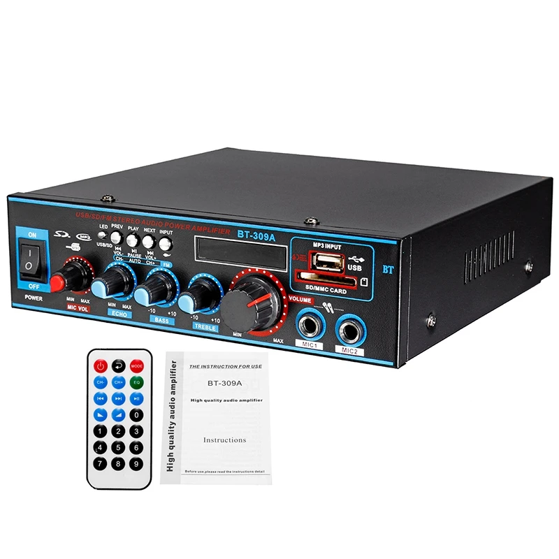 

800W 12/220V HIFI 2CH Power Amplifier Audio Home Theater Sound System Audio Mini Amplifier Bluetooth FM USB SD Card for Home Car