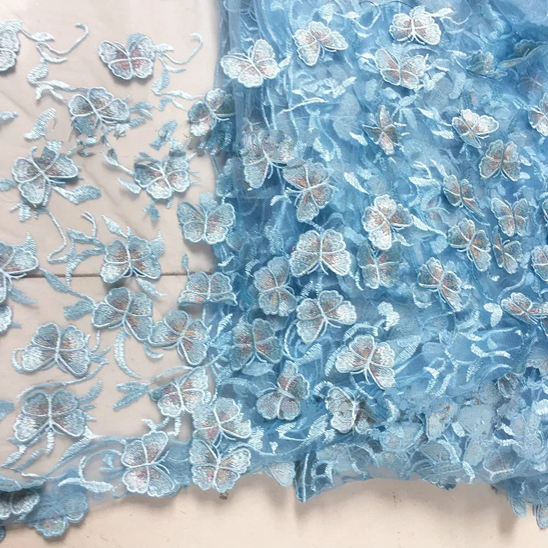 Черная светло-фиолетовая синяя бабочка одежда из шифоновой ткани свадебное платье вечернее платье одежда ткань вышитая ткань