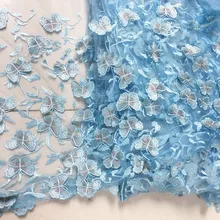 Черная светло-фиолетовая синяя бабочка одежда из шифоновой ткани свадебное платье вечернее платье одежда ткань вышитая ткань