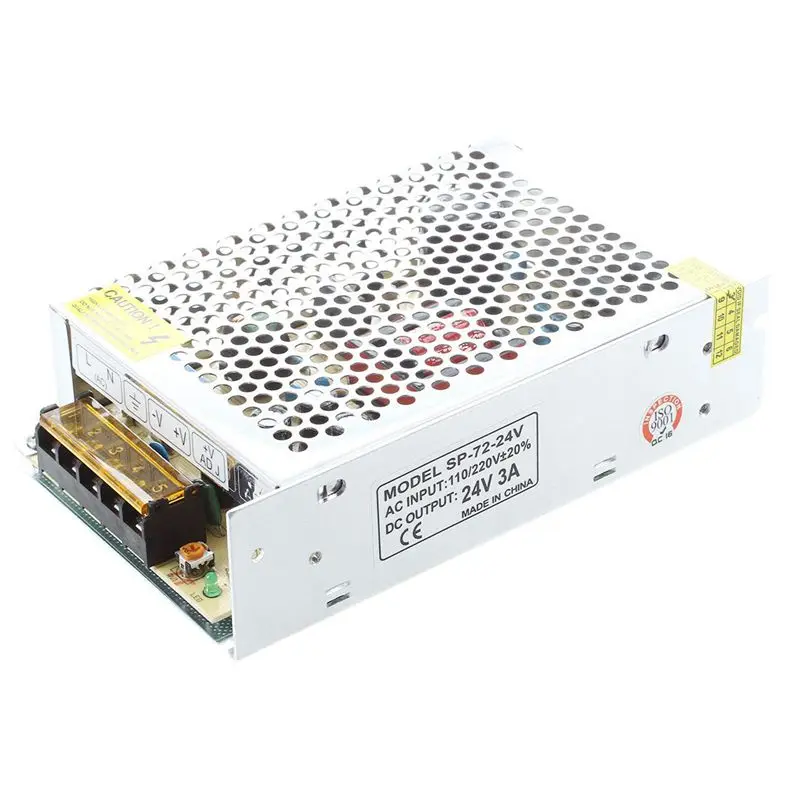 AC 110/220V 24VDC 3A 72W Трансформатор питания для светодиодный лампы с гибкой полосой
