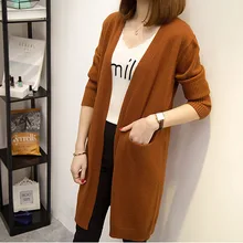 NORMOV модные однотонные женские Свитера Осень Зима с длинным рукавом трикотажные хлопковые кардиганы повседневные свободные свитера размера плюс