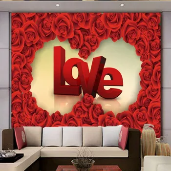 Dropship papel tapiz personalizado de flores papel tapiz romántico de Sala de Bodas de amor Para sala de estar Foto Mural Fotomurales Para Pared