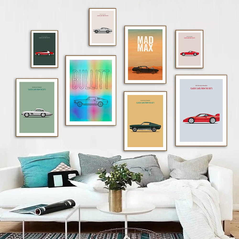 

Cool Car Image Sport Car Posters and Prints Wall Art Game Canvas Paintings for Gamer Room Boys Room Bedroom Decor Unframed